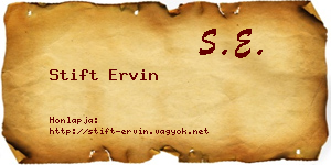 Stift Ervin névjegykártya